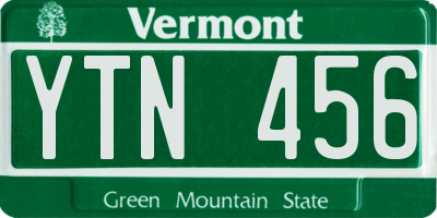 VT license plate YTN456