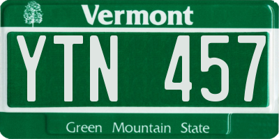 VT license plate YTN457