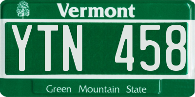 VT license plate YTN458
