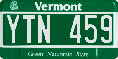 VT license plate YTN459