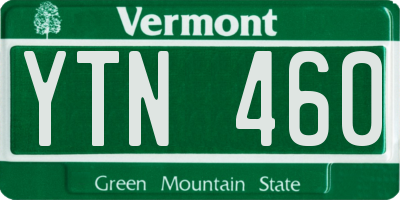 VT license plate YTN460