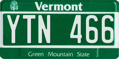 VT license plate YTN466