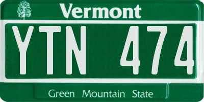 VT license plate YTN474