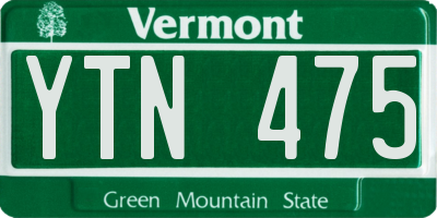 VT license plate YTN475