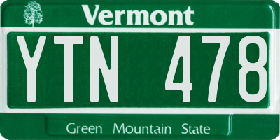 VT license plate YTN478