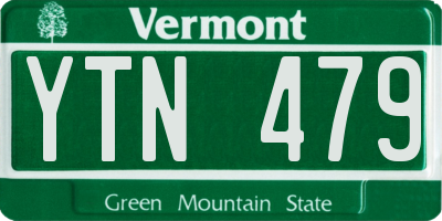 VT license plate YTN479