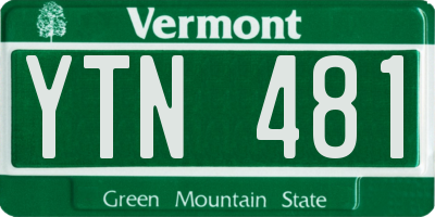 VT license plate YTN481