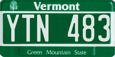 VT license plate YTN483
