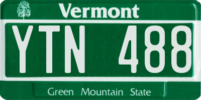 VT license plate YTN488