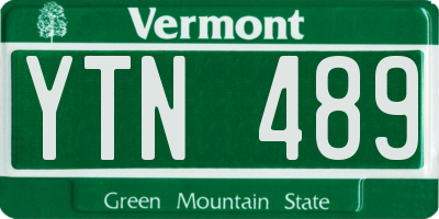 VT license plate YTN489