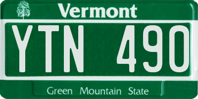 VT license plate YTN490