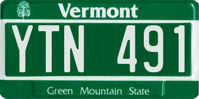 VT license plate YTN491