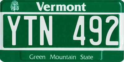 VT license plate YTN492