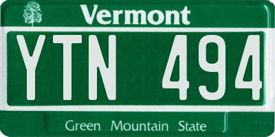VT license plate YTN494
