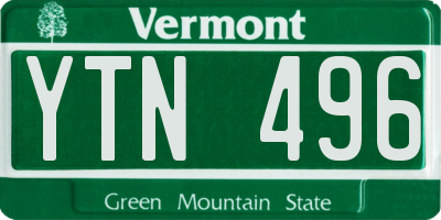 VT license plate YTN496