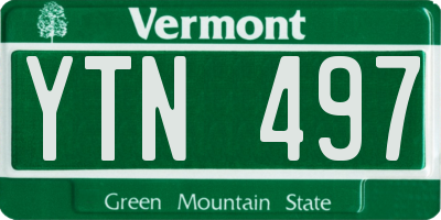 VT license plate YTN497