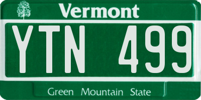 VT license plate YTN499