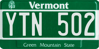 VT license plate YTN502