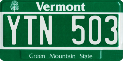 VT license plate YTN503