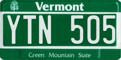 VT license plate YTN505