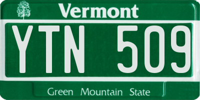 VT license plate YTN509