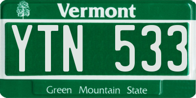 VT license plate YTN533