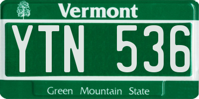 VT license plate YTN536