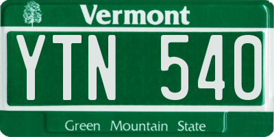 VT license plate YTN540
