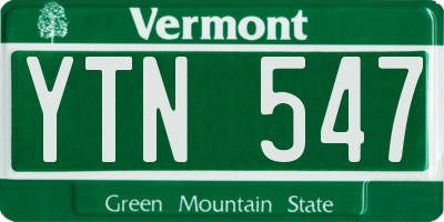 VT license plate YTN547