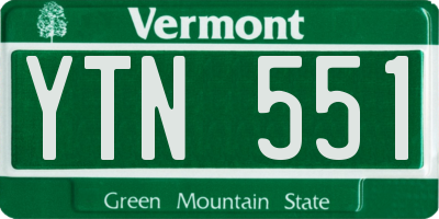 VT license plate YTN551