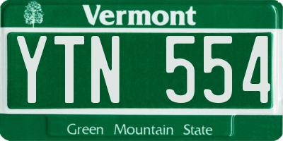 VT license plate YTN554