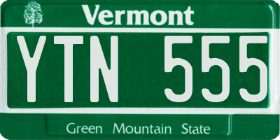 VT license plate YTN555