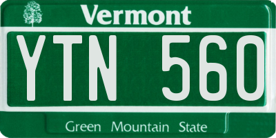 VT license plate YTN560