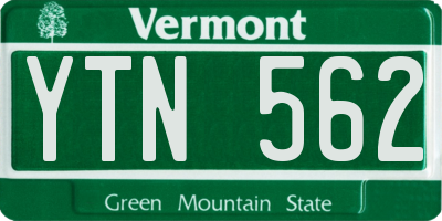 VT license plate YTN562