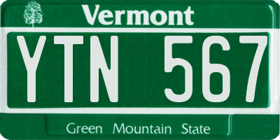 VT license plate YTN567