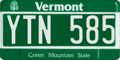 VT license plate YTN585