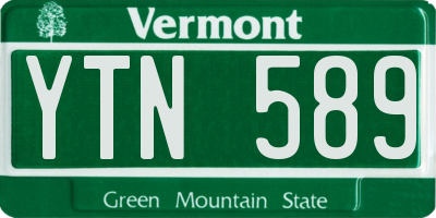VT license plate YTN589