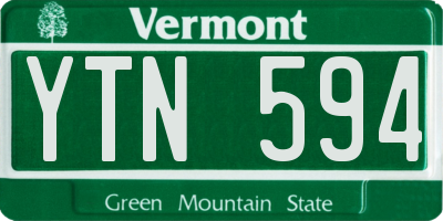 VT license plate YTN594