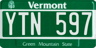 VT license plate YTN597