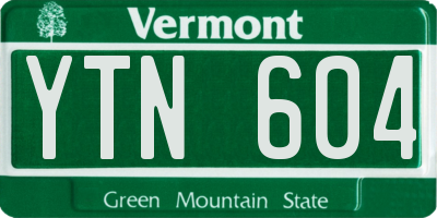 VT license plate YTN604