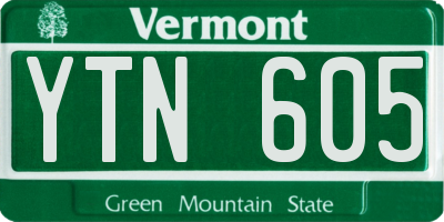 VT license plate YTN605