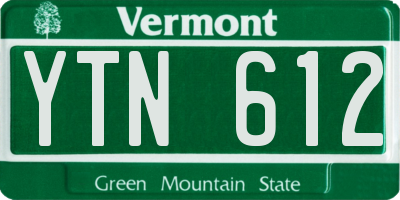 VT license plate YTN612