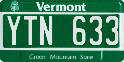 VT license plate YTN633