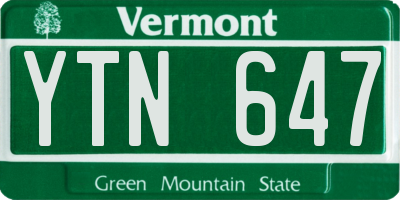 VT license plate YTN647