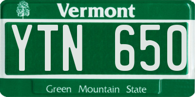 VT license plate YTN650