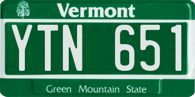 VT license plate YTN651