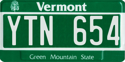 VT license plate YTN654