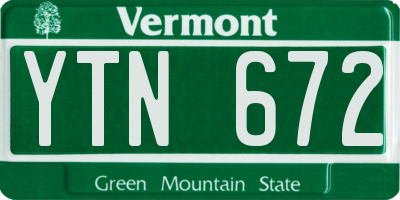 VT license plate YTN672