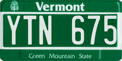 VT license plate YTN675