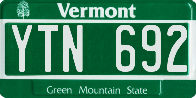 VT license plate YTN692